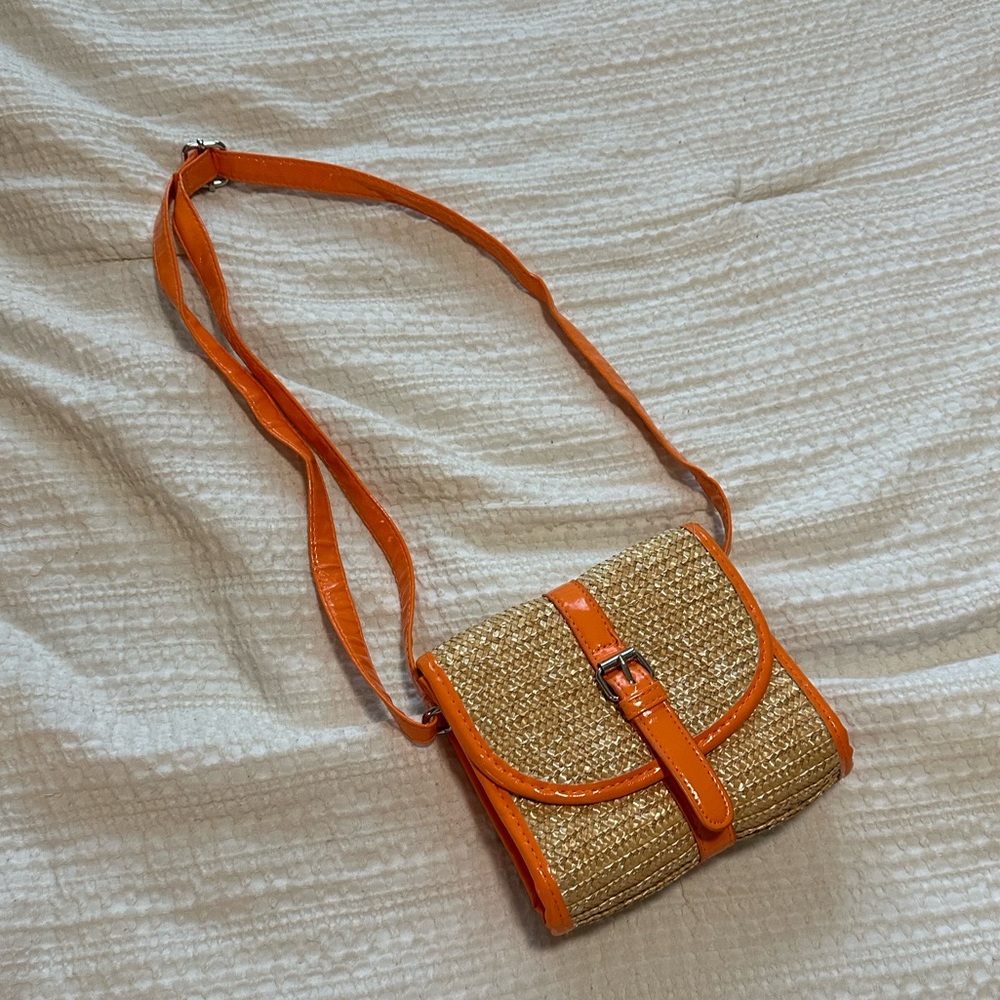 Orange and Tan Crossbody Bag